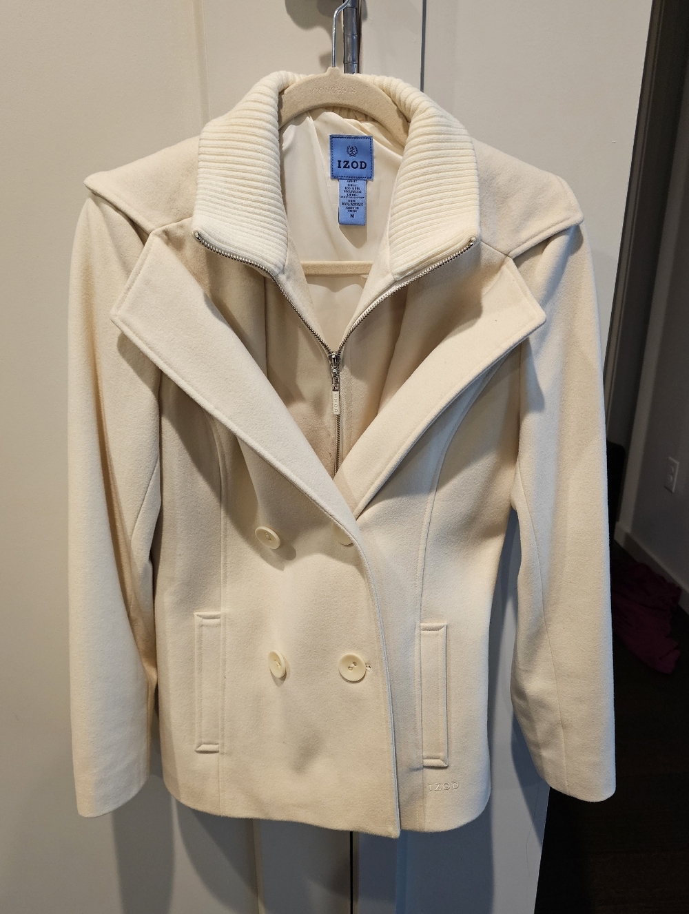 Izod womens white wool coat jacket medium